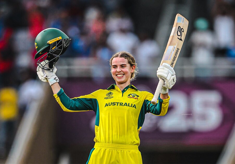 Phoebe Litchfield shatters Women's World Cup knockouts' record, slams 77-ball century against India in semis